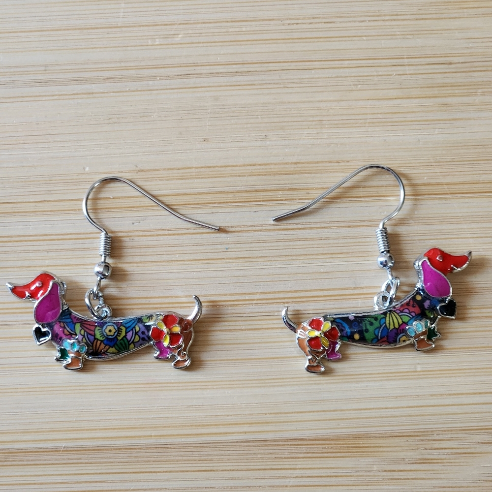 Enamel Dog Earrings - Picture 4 of 4
